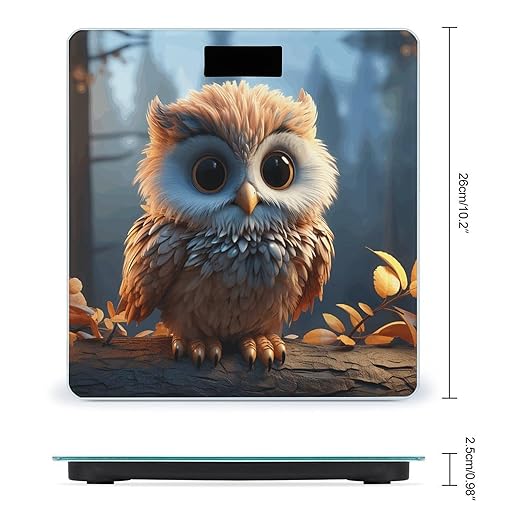 Cute Owl Bathroom Scale Rounded Smart Scale for Body Weight Automatic Power On/Off Weight Scales Accurate Bathroom Digital Scales for Pet Home Bedroom Kitchen
