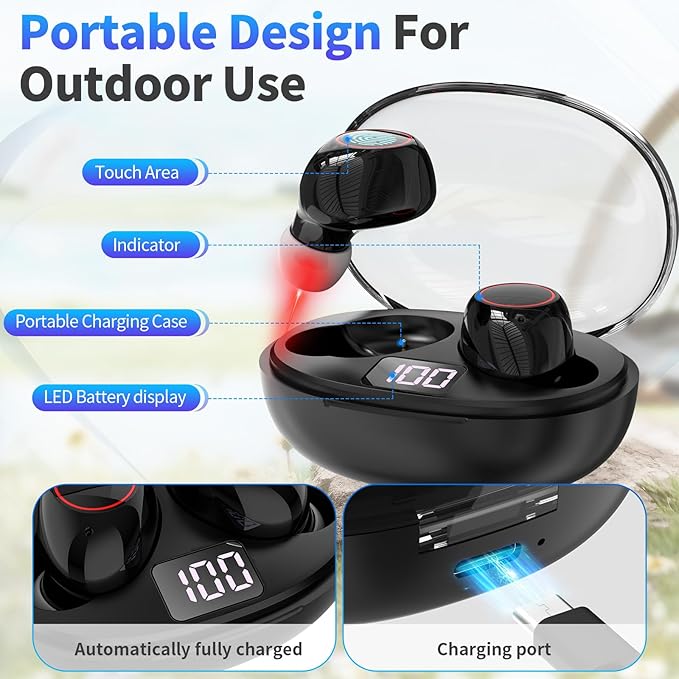KTS Cordless Red Light Device for Ears Portable Ear Comfort Device with Adjustable Settings Charging Case&ampReplaceable Silicone earplugs for Daily Ear Care Use