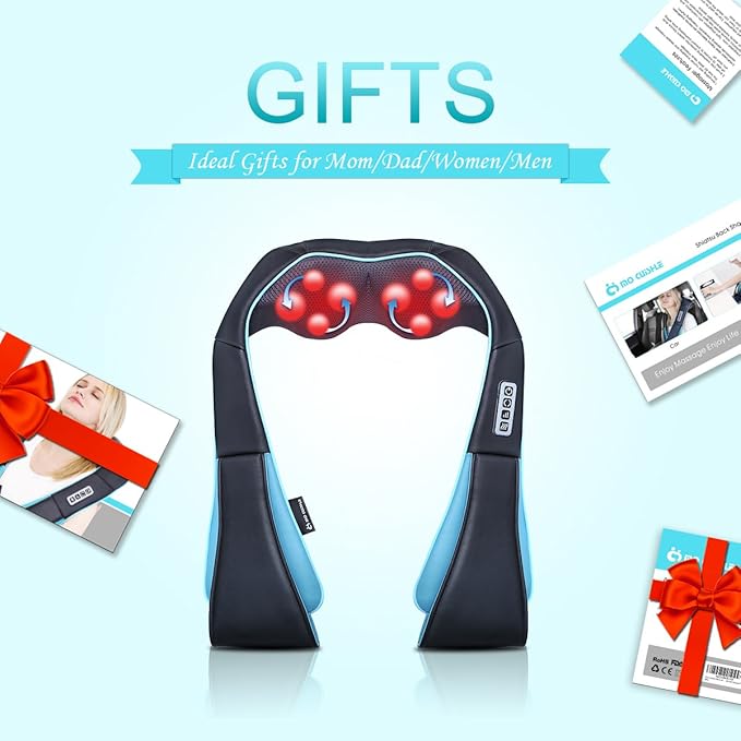 Mo Cuishle Shiatsu Neck Massager for Pain Relief – Deep Kneading Back Shoulder Massage with Heat – Ideal for Valentine’s Day Christmas Mother's Day Father's Day Gifts for Men Women Mom Dad Her Him