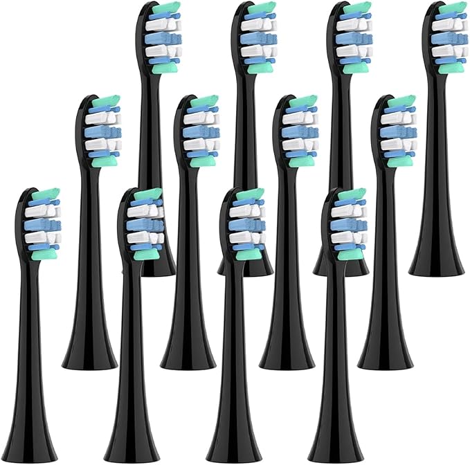 4/8/12/20 PcsCompatible for Philips Sonicare Electric Toothbrush Replacement Brush Heads Toothbrushes Head for 1100/2100/4100(Black-12 Pcs)