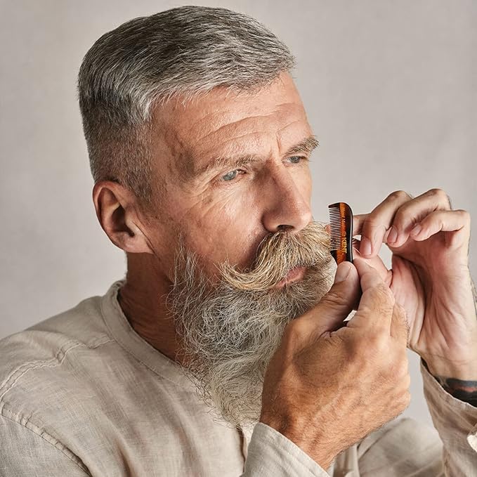 Kent A 81T X-Small Gentleman's Beard and Mustache Pocket Comb Fine Toothed Pocket Size for Facial Hair Grooming and Styling. Saw-cut of Quality Cellulose Acetate Hand Polished. Hand-Made in England