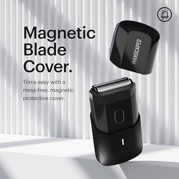 MANSCAPED® The Handyman™ Compact Face Shaver – Portable Men’s Travel Facial Hair Groomer USB-C Rechargeable Razor Electric Foil Face Shaver Waterproof Cordless Dual-Action SkinSafe® Foil Blades