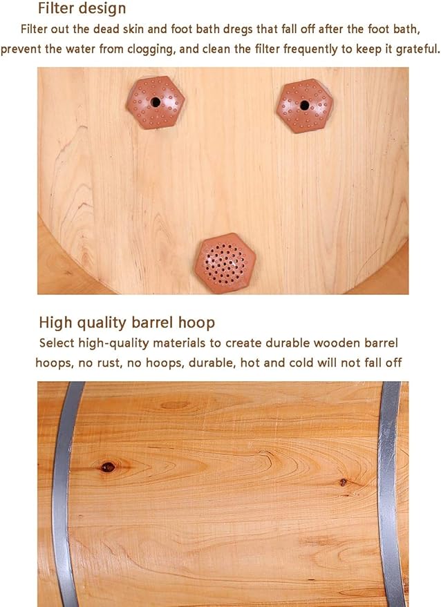 Foot Tub Foot Tub Deep Barrel Thermostat Electric Heating Foam Foot Household Solid Wood Large Remote Control Operation Thickening Health Wooden Barrel(Color:C)