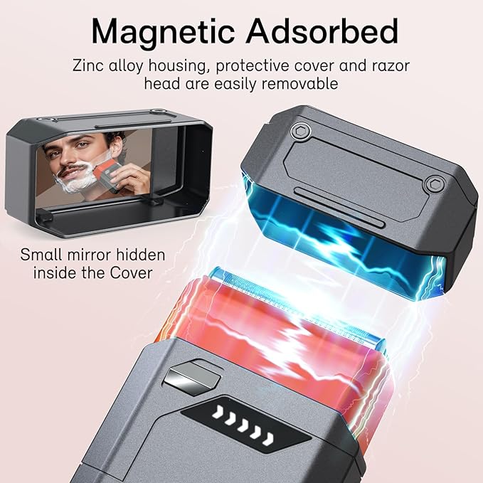 Foil Electric Shaver for Travel USB-C Fast Charging IPX7 Waterproof Cordless Razor Portable Face Shaver with Travel Case &amp Replacement Head Compact Men’s/Grooming Design