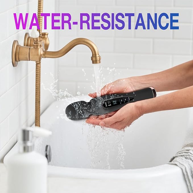 Cordless Massager with LCD Display Personal Massager for Pain Relief Powerful 12 Massage Modes Black