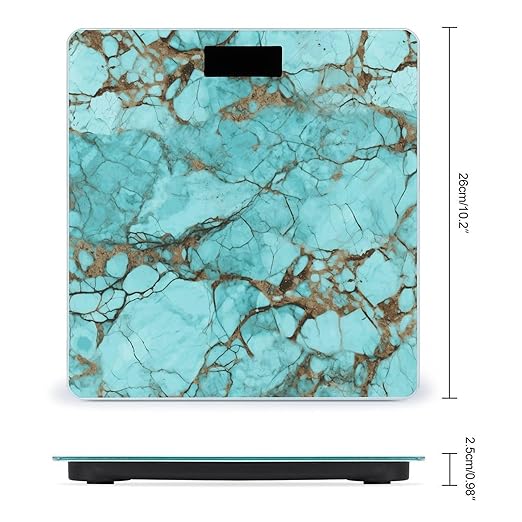 Digital Bathroom Scale for Body Weight Scale with Bright LCD Display High Accuracy Step-On Technology Auto On/Off Turquoise Marble Digital Scales 400 Lbs /180kg