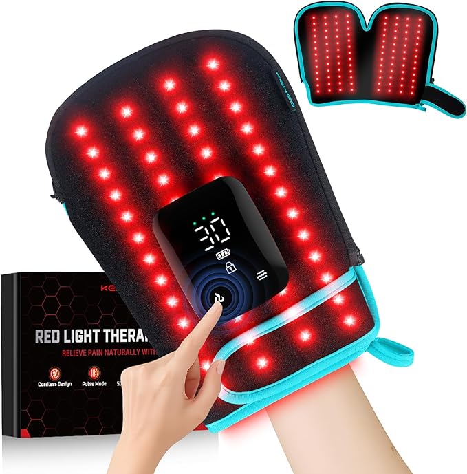 Red Light Therapy Gloves for Hands 100LEDs Red &amp Near-Infrared Dual Wavelength 660nm &amp 850nm 5 Modes Wireless Rechargeable 5000mAh Battery for Hand &amp Wrist Treatment