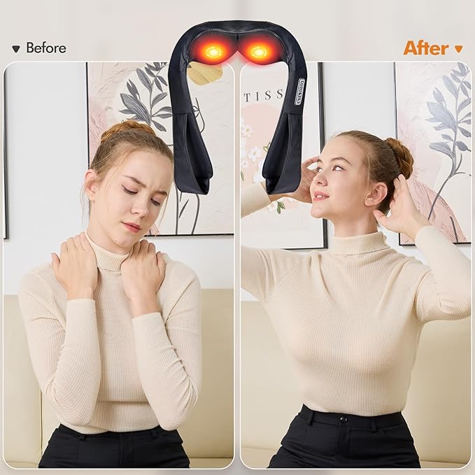 Neck and Shoulder Massager for Shoulder Massage and Neck Massage Shiatsu Neck Massager with Heat Shiatsu Back Massager for Office &amp Home Use Birthday Gifts for Him Her (Parents/Friends)