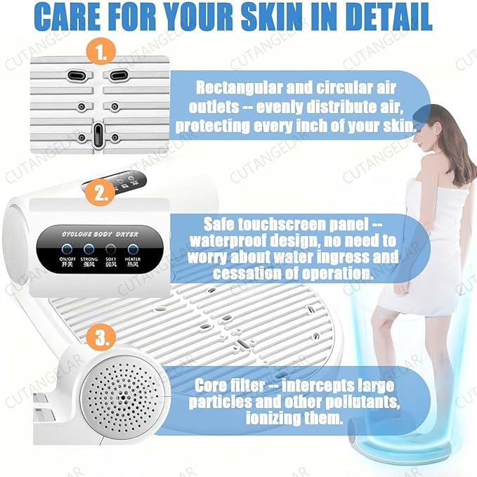 Body Refresher Machine Whole Body Dryer After Shower 1500W Powerful Blower 3 Speed Sett-ings Warm and Cool Air Wate-rproof Scale Automatic Sensor Safe for Bathroom Use(New Model With Scale)