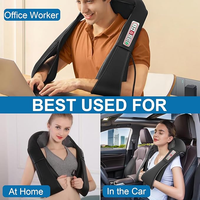 Shiatsu Neck and Shoulder Massager with Heat Back Massager-Electric Deep Tissue 3D Kneading Massage for Shoulder LegBody Muscle Pain ReliefHomeOfficeCar Best Gifts for Women Men Mom Dad