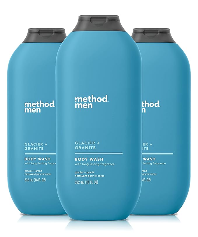 Method Men Body Wash Cedar + Cypress and Glacier + Granite Paraben and Phthalate Free 18 FL Oz (Pack of 3) Bundle