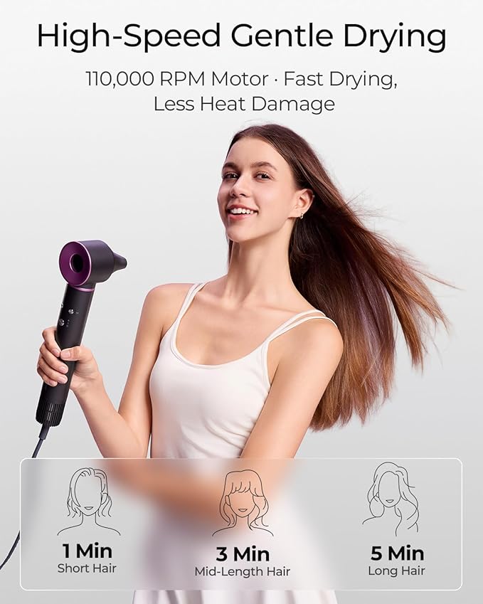 Family Essential Hair Dryer Bundle – Ultra-Light AI Smart Blow Dryer + 5-in-1 Automatic Airwrap Styler for Effortless Styling and Fast Drying