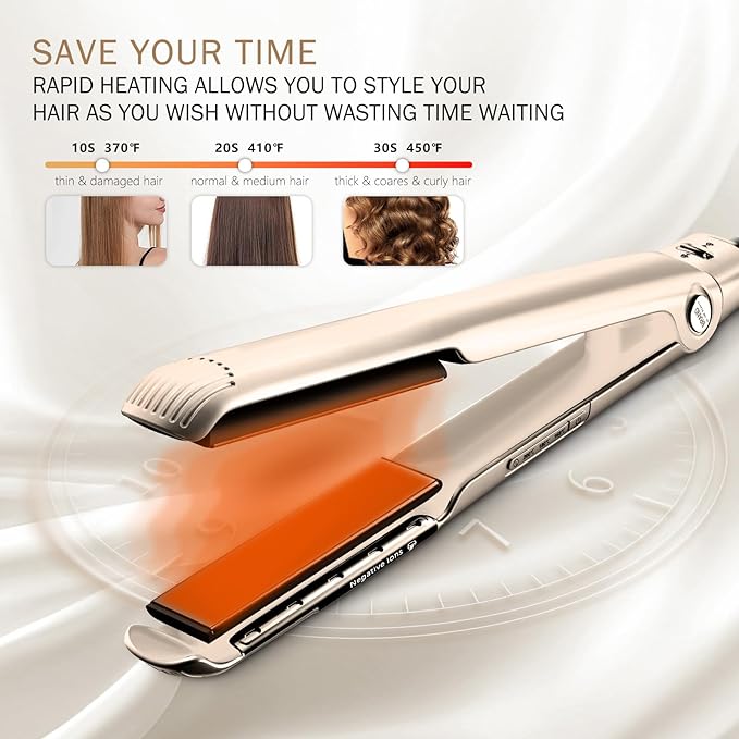 RUCHA 2 in 1 Straightener and Curler 200 Million Negative Ions Air Suspended Hair Straightener