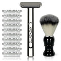 Adjustable 2-Blade Safety Razor Set with Magnetic Head for Men Women - with 10 Blades Shave Brush - Precision Shaving Reusable &amp Plastic-Free Shaver for Beard Head Leg Shaving