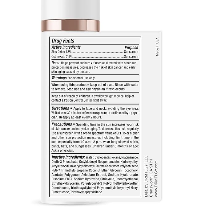 DRMTLGY Anti Aging Clear Face Sunscreen and Facial Moisturizer with Broad Spectrum SPF 45. Oil Free Zinc Oxide Sunscreen For Sensitive Skin and Acne Prone Skin. 1.7 oz 2 pack