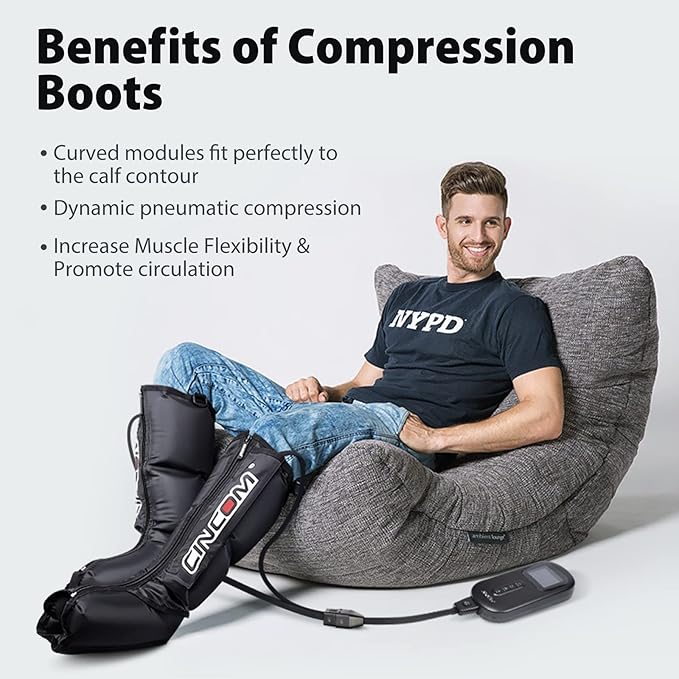 CINCOM Leg Massager for Circulation and Pain Relief Air Compression Boots Helpful for Relaxation Swelling and Edema Athletes Recovery