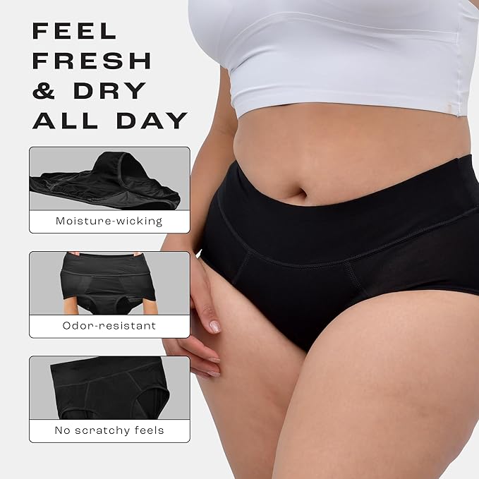 Bambody Absorbent Panties Period Underwear for Women and Teens - All-Day Long - Overnight Protection- Postpartum Leakproof