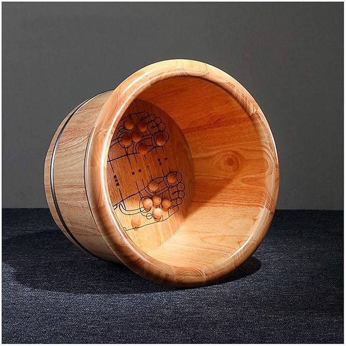 Foot Tub Wooden Foot Basin Foot Tub Solid Wood Thickening Foot Treatment Tub Family Foot Care Barrel Massage Foot Bath Wooden Bucket Foot Spa Household Wash Ba (Color : Wood Color)