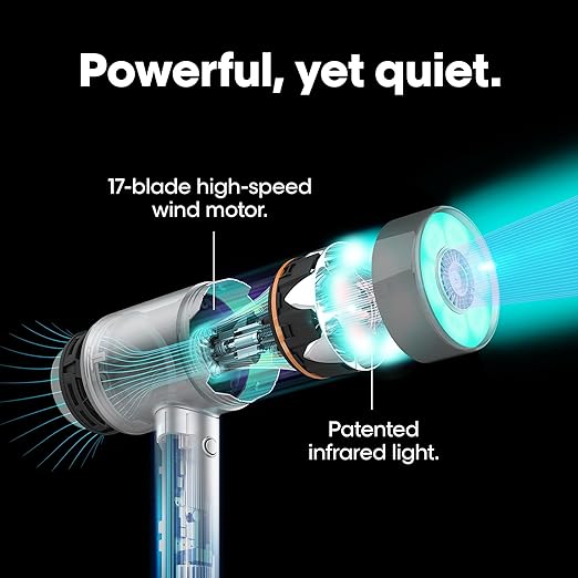 AirLight Pro Hair Dryer - Augmented with Infrared Light Tested on All Hair Types Fast Drying Without Damage