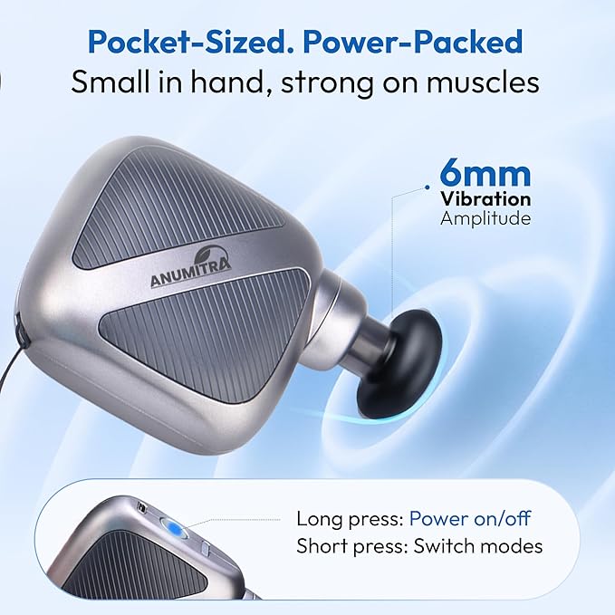 ANUMITRA Pocket Mini Massage Gun – Pocket-Sized Handheld Massager for Deep Tissue Muscle Relief Travel &amp Office Gym Use Ideal Gifts for Men &amp Women