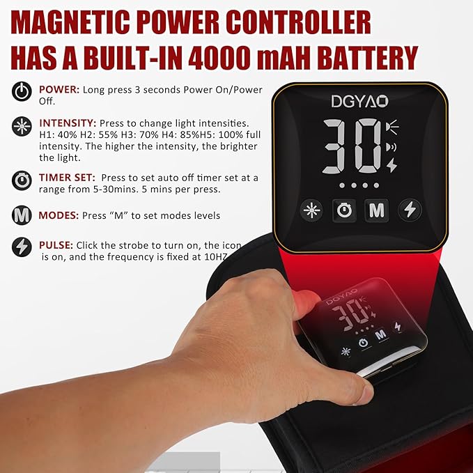 Cordless Red &amp Infrared Light Therapy for Hand Pain Relief Device with 660nm Red 850nm Infrared Light with 4000mAh Battery Portable Pad for Hands Fingers Wrist Joint Stiffness Treatment Gloves