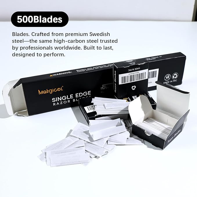 Single Edge Razor Blades Refills - 500 Count Swedish Premium Platinum Straight Razors Blades for Men - Sharp Smooth and Comfortable Shaving