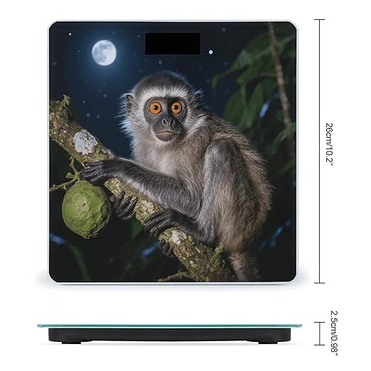 Peruvian Night Monkey Scale for Body Weight Sturdy Tempered Glass Weighing Scales with LCD Display Accurate Digital Bathroom Scale Convenient Body Fat Smart Scales Easy Read