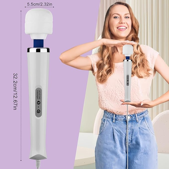 Wired Powerful Handheld Wand Massager Strong Personal Vibration Massage for Sports Recovery Back Muscle Aches Whole Body Pain (White)