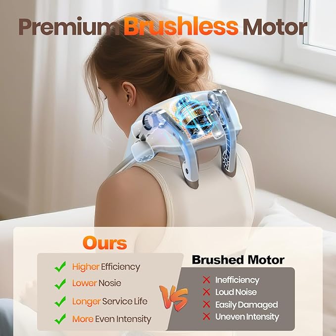 Neck and Shoulder Massager 6D Neck Massager for Pain Relief Deep Tissue Brushless Neck Massager with Heat 10 Mins Auto-Off 2 Modes &amp 3 Speeds Ideal Gift for Friends Family Lover