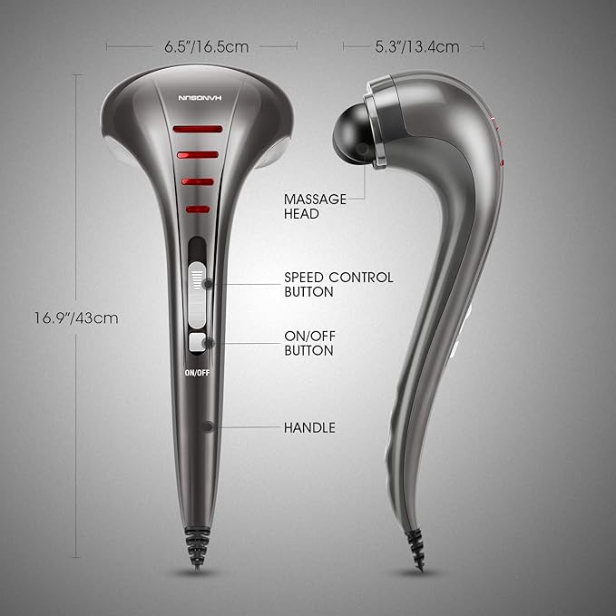 HANGSUN Handheld Neck Back Massager for Pain Relief Deep Tissue Electric Double Head Percussion Massage MG460 for Shoulder Leg Foot Muscles Full Body Corded 2.3 lb