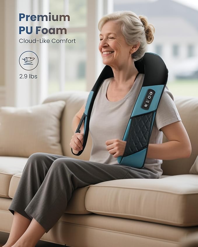 COMFIER FSA Eligible Cordless Neck Massager for Pain Relief Deep Tissue Shiatsu Shoulder Massager with Heat 3D Kneading Back Massager Pillow