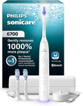 Philips Sonicare 6700 Series Electric Toothbrush - Next-Generation Sonicare Technology Pressure Sensor 9 Brushing Settings SmarTimer BrushPacer 21-Day Runtime Travel Case White HX7410/07