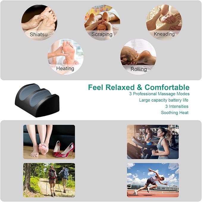 LINGTENG Rechargeable Cordless Foot Massager with Heat Shiatsu Foot Massager with Cord Remote Control and Roller Massage Portable for Home/Office Use Dad Mom Gifts - It Won't Work While Charging
