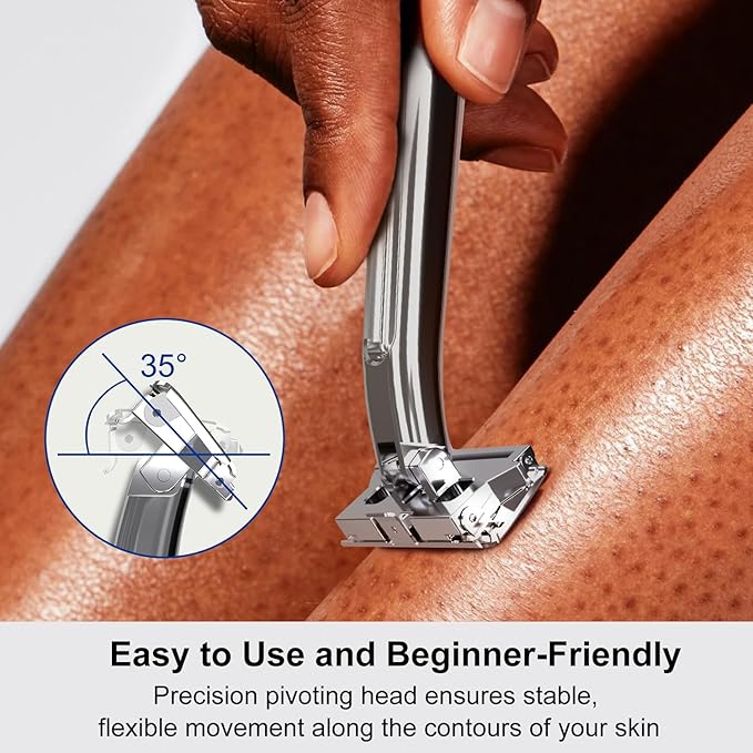Safety Razor Set and 100 Double Edge Blades Silver
