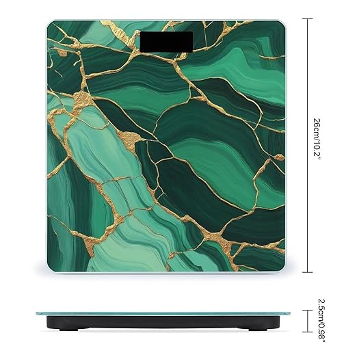 Men's Fashion Automatic Switch Digital Bathroom Weighing Scale Smart Scale Emerald Green Marbled Gold Glitters Green Marble