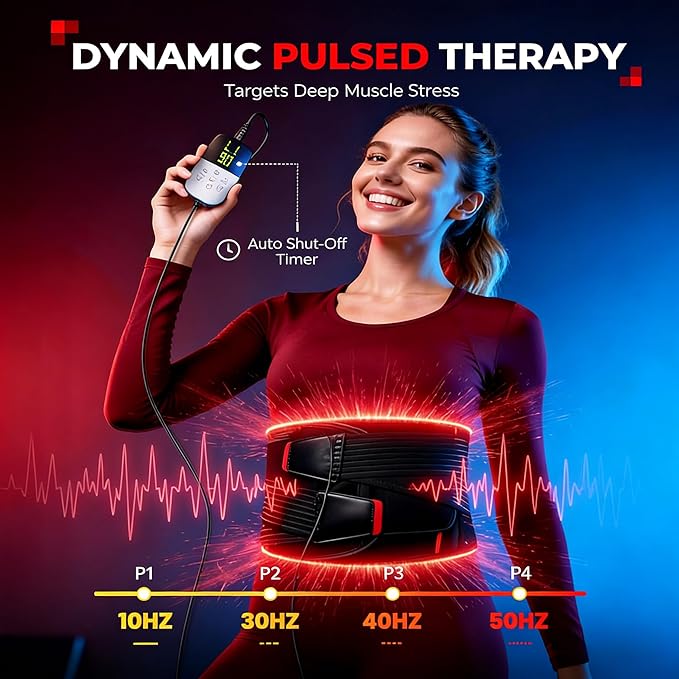 LTW Red Light Therapy Belt 210 LEDs Infrared Red Light Therapy for Body 660nm &amp 850nm Near Infrared Wrap with Vibration for Back Pain Relief Waist Belly Shoulder (49 x 9 210 LEDs)