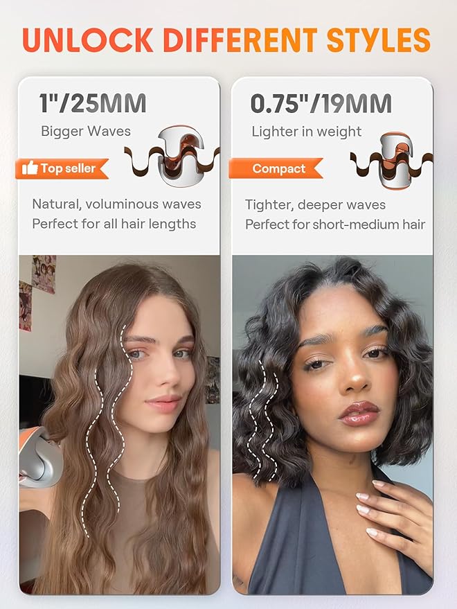 SHEGLAM 0.75 Deep Waver for Short Hair Lightweight Dual Voltage Smart Timer Hair Tool Crimper Double Barrel &amp Adjustable Temps Anti-Scald Easy to Use