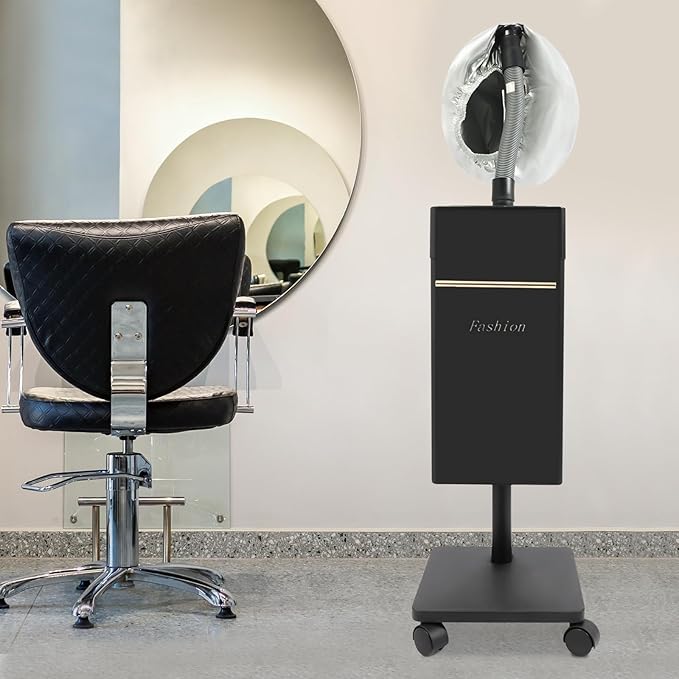 Professional Standing Hair Steamer Mobile Heating Steam Cap Rolling Hair Treatment Machine Multifunctional Hair Care Equipment Black for Hair Salon Spa