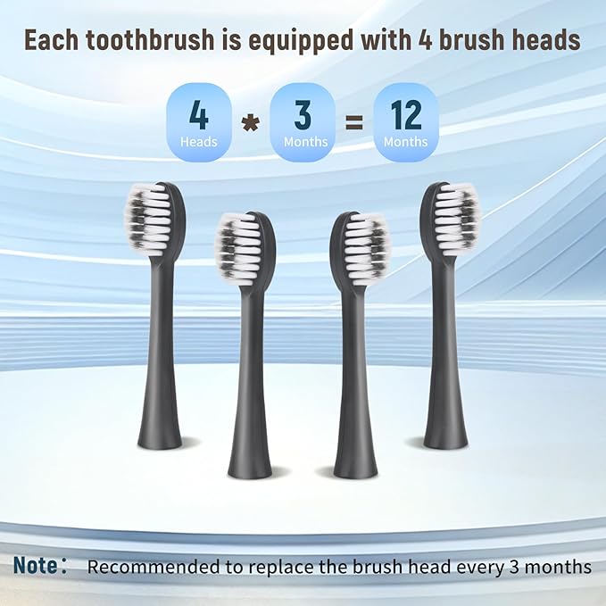 21 Pack Adult Electric Toothbrush Rechargeable Sonic Electric Toothbrush with 4 Brush Heads 6 Modes Timer Function IPX7 Waterproof 3 Colors