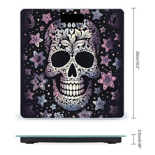 Cool Skull Digital Bathroom Scale for Body Weight Weighing Scale with Backlit LCD Display High Precision Measurements &amp Measures Weight Up to 180kg