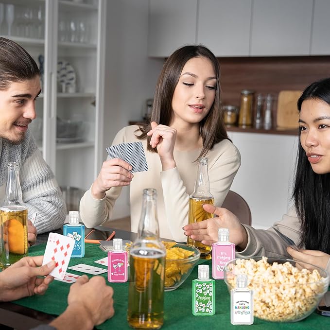 50 Pcs Mahjong Cocktail Mini Hand Sanitizer Bulk Mah Jong Lovers Gifts 1fl oz Travel Size Hand Soap for Christmas Birthday Bachelorette Bridal Shower Mahjong Party Game Night Supplies