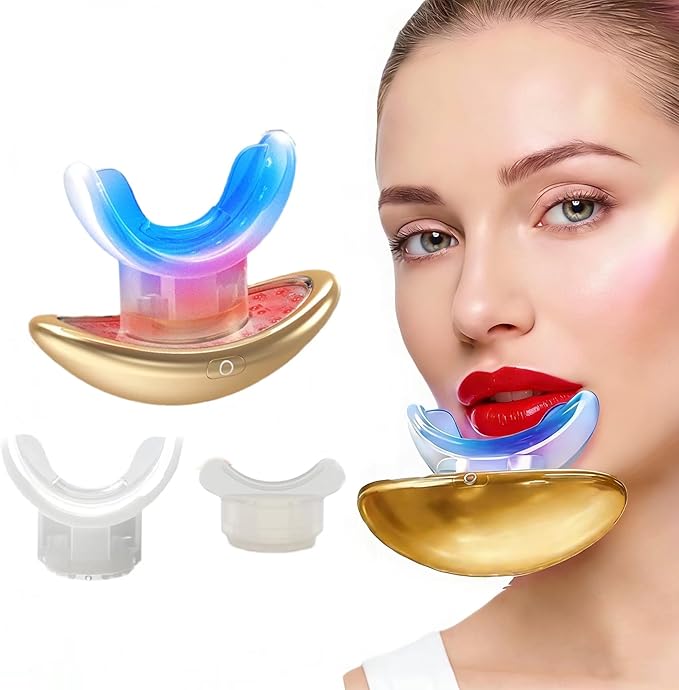Red Light Therapy Device for Face|2-in-1Red Light Therapy Lip PlumperAnti-AgingWrinkle Reduction|FullerMore Vibrant Lips (Golden)