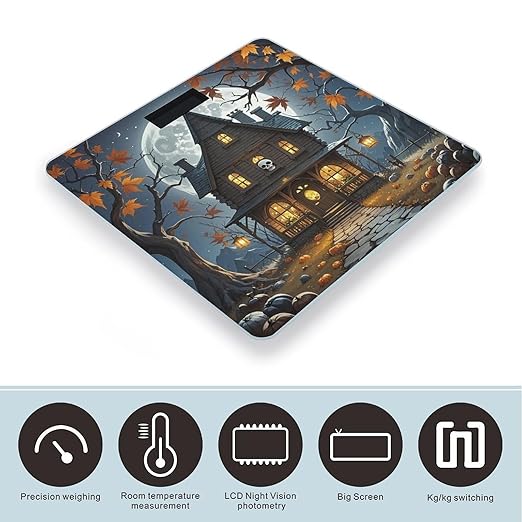 Skull Castle Bathroom Scale for Body Weight Bathroom Weighing Scales with Back Lit LED Display Sturdy Tempered Glass Body Weight Bathroom Scale 400lb Weighing
