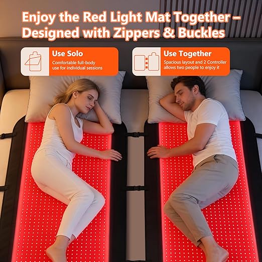 HomeCare 2026 Red Light Therapy for Body 74.8 × 35 Full Body Red Light Therapy Mat with 2704 LEDs 660nm &amp 850nm Dual Wavelength TPU Material Hangable Timer &amp Adjustable Intensity