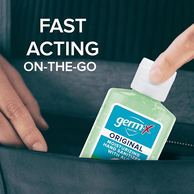 Germ-X Original Hand Sanitizer 2 Fl Oz (Pack of 24) Less Drying Moisturizing Gel with Aloe and Vitamin E No Rinse Formula Bulk Mini Travel Size for On-The-Go