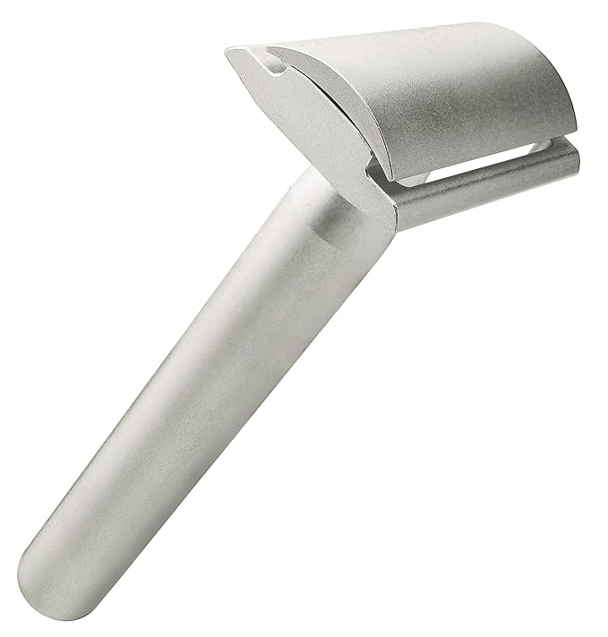 Aluminum Double Edge Safety Razor - Raw Silver | Three Piece Double Edge Safety Razor