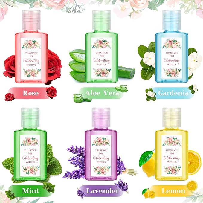 Gejoy 48 Pack Mini Hand Sanitizer Bulk Wedding Party Favors for Guests Hand Sanitizer Travel Size Thank You Hand Soap Gifts for Wedding Personalized Bridal Baby Shower Party Supplies