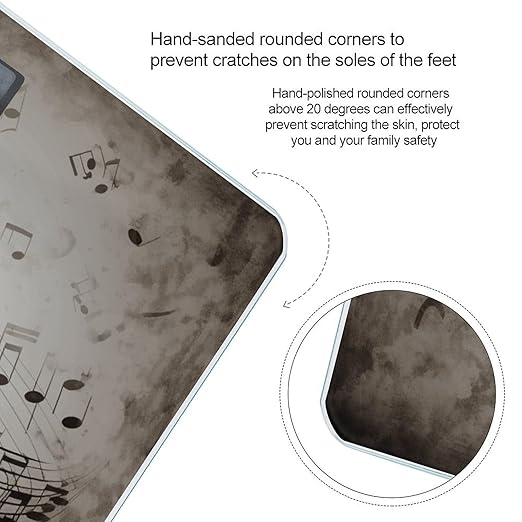 Music Note Wall Scale for Body Weight Anti-Slip Tempered Glass Digital Bathroom Scales Clear LCD Display Weighing Scale Safe Rounded Corners Smart Scales