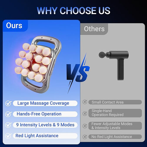16-Head Deep Tissue Massage Gun 2026 Portable Handheld Back Massager 9 Modes &amp 9 Intensity Levels Electric Percussion Muscle Body Massager for Neck and Shoulder Pain Relief Gifts for Men &amp