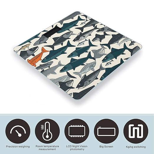 Fish Weight Scale for Body Weight Digital Bathroom Scale High Capacity Accurate Digital Weighing Scales and Easy-to-Read on Backlit LCD Display Scales